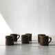 Set of 6 cups in vintage pyrite and glazed stoneware