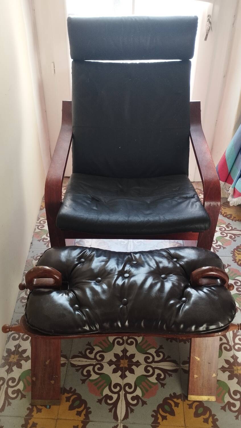 Scandinavian armchair in black leather