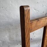 Set of 6 Amsterdamse School Art Deco Dining Chairs, Warm Oak Wood with Beige Upholstery