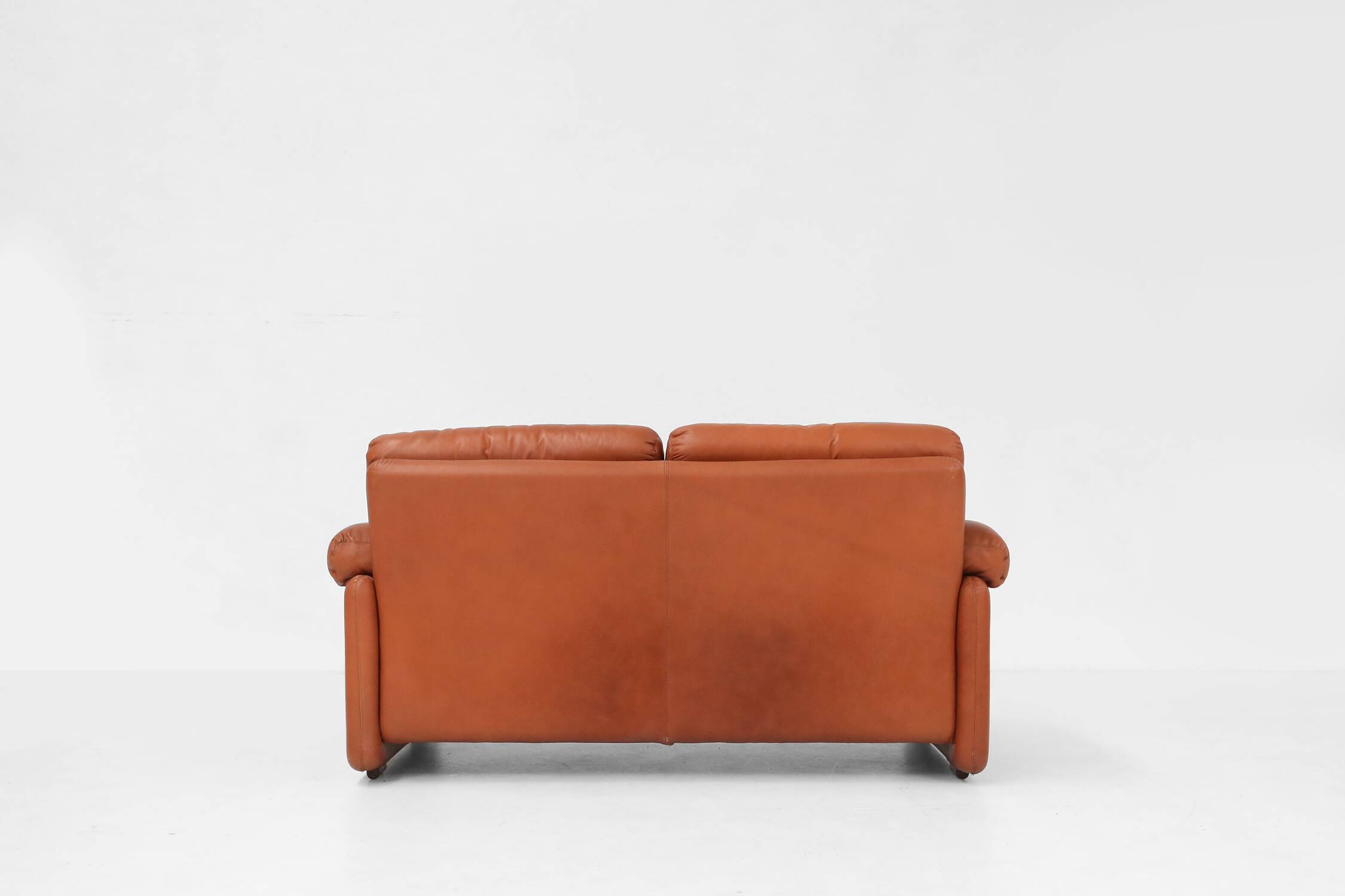 Brown leather 2-seater sofa Coronado by Tobia Scarpa for B&B Italia, Italy ca. 1960