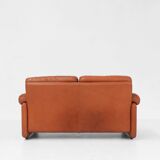 Brown leather 2-seater sofa Coronado by Tobia Scarpa for B&B Italia, Italy ca. 1960