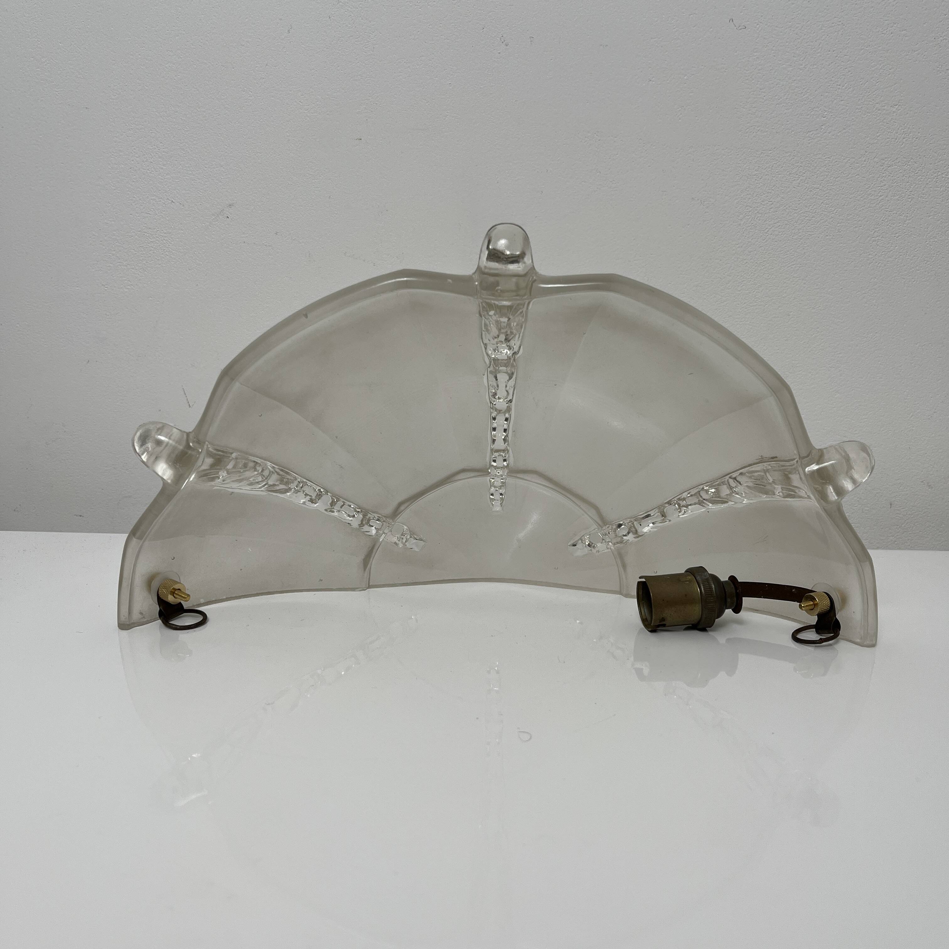 Partially frosted pressed glass wall lamp Art Deco Ezan icicle Jean Gau