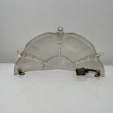 Partially frosted pressed glass wall lamp Art Deco Ezan icicle Jean Gau