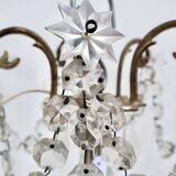 Bronze chandelier with crystal pendants circa 1950, 5 lights, H = 81 cm