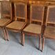 Set of four antique Louis XVI style chairs, wood and cane