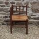 French antique turned wooden bobbin chair with rush seat 4156
