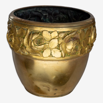 Antique brass pot cover
