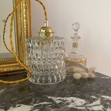 Walking lamp with vintage transparent glass globe