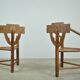 Pair of vintage antique Scandinavian oak Monk chairs, Sweden 1950s