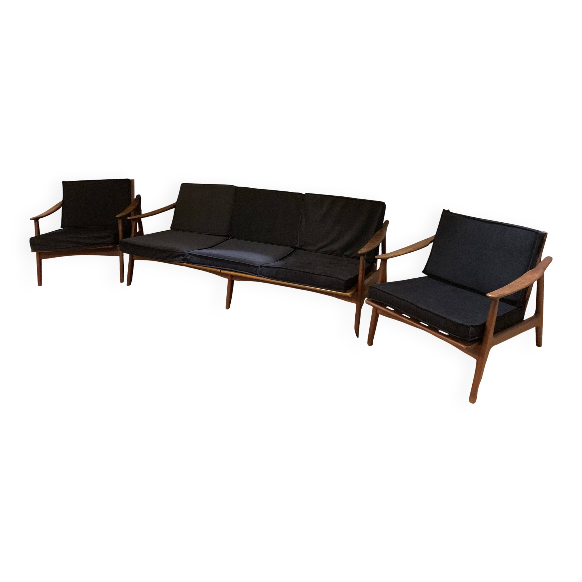 Ensemble canapé et 2 fauteuils danois, 1960