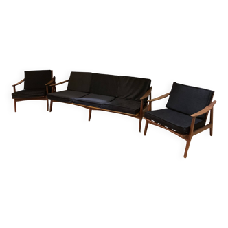 Sofa and 2 Danish armchairs set 60