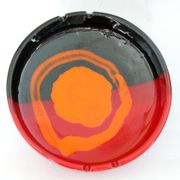 Vintage Italy red orange black ceramic ashtray 1970 Bitossi for Raymor