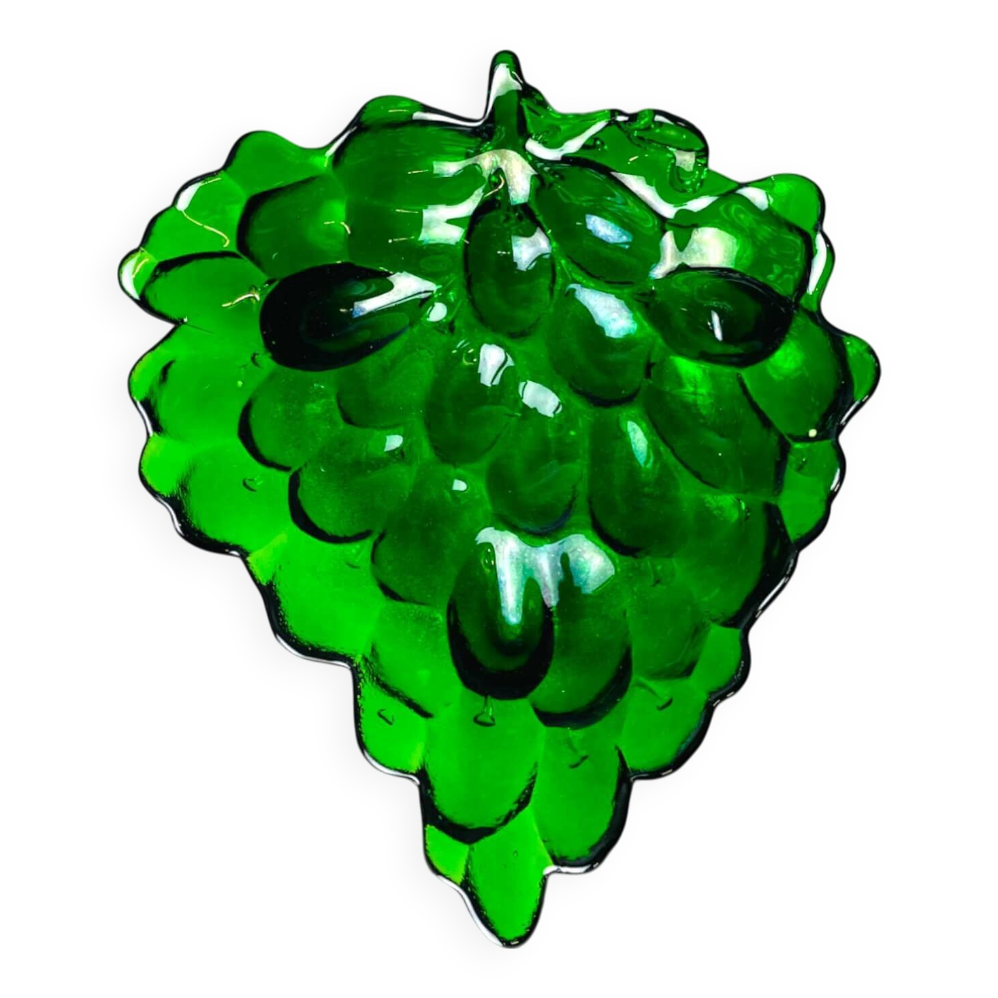 Green depression glass grape shaped vase