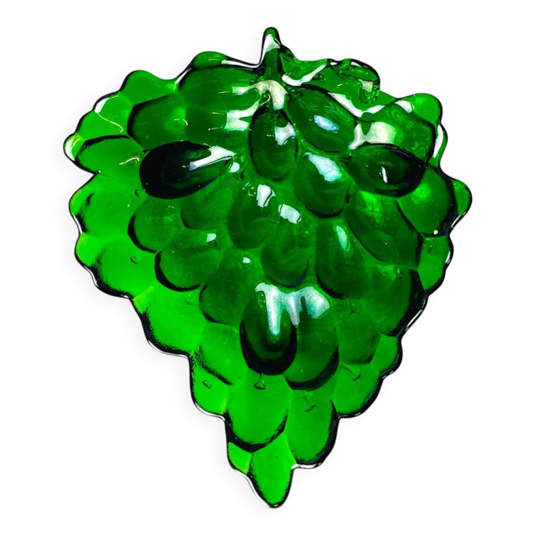 Green depression glass grape shaped vase