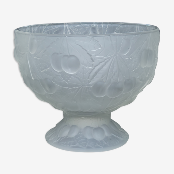 Fruit cup in molded pressed glass satin decoration cherries