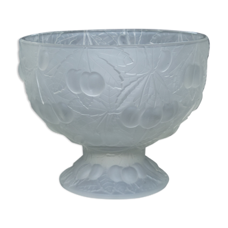 Fruit cup in molded pressed glass satin decoration cherries