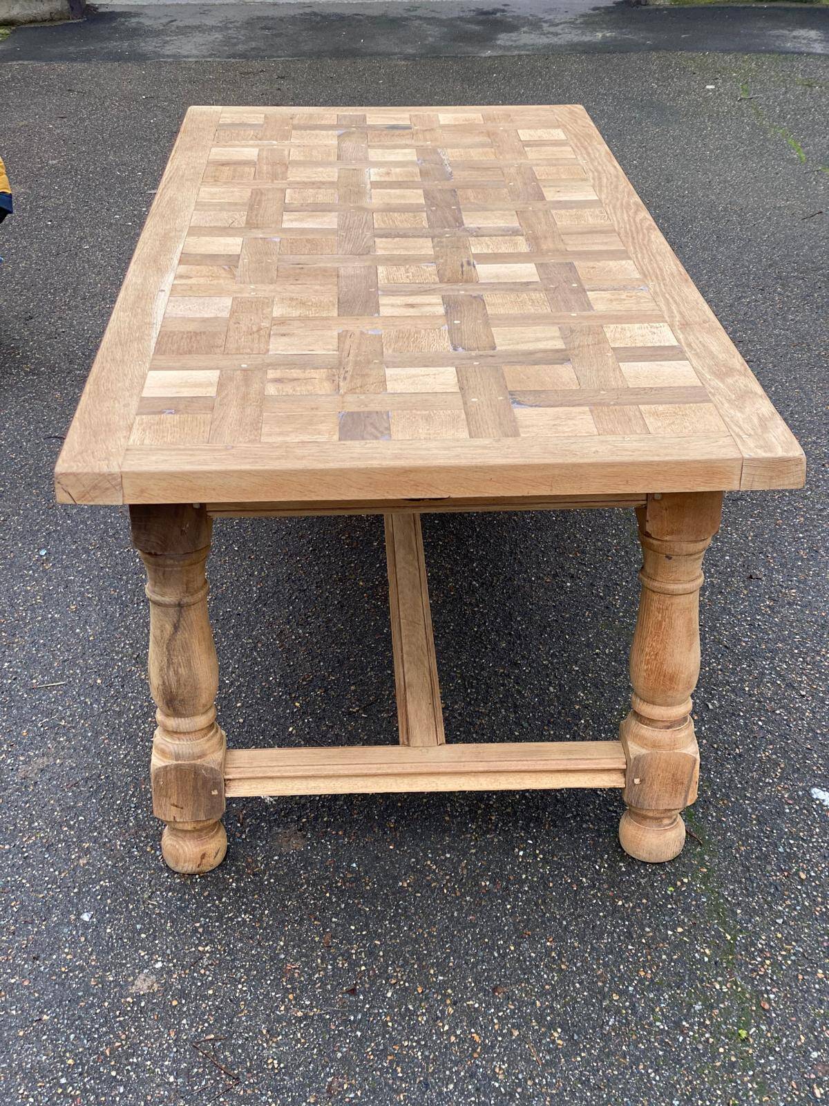 Renovated farmhouse dining table in solid oak 210cm 19th century
