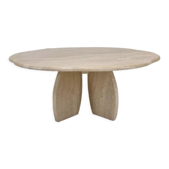 Table basse en travertin italien, années 1980