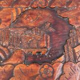 Coffret en bois sculpté Chine décor de pagode
