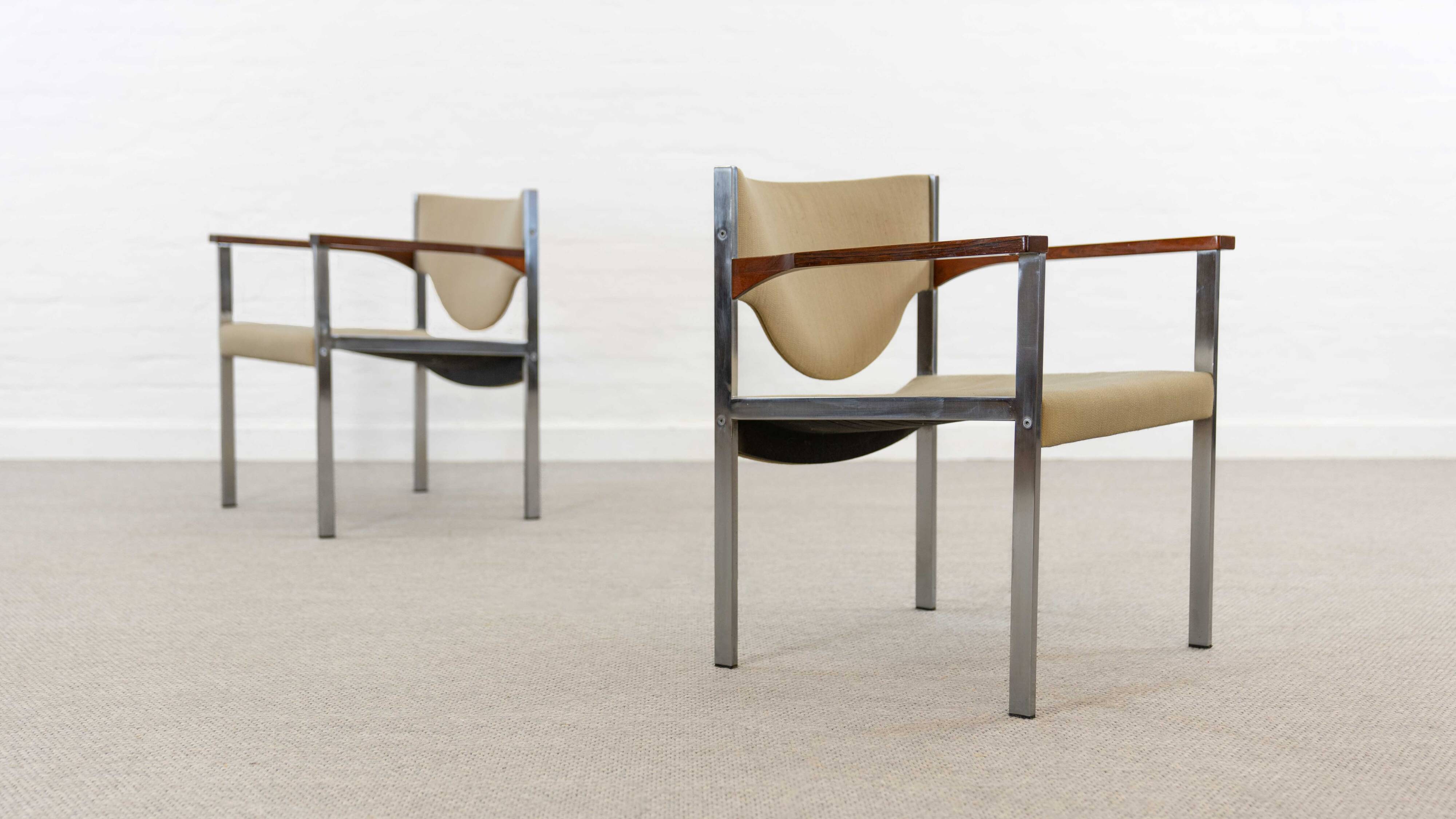 Pair club chairs, model 206 by lübke, 60s