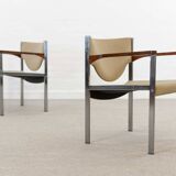 Pair club chairs, model 206 by lübke, 60s