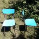 Paire de chaises en formica bleue vintage
