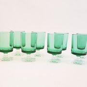 6 anciens verres à digestif luminarc vert clair h7 cm