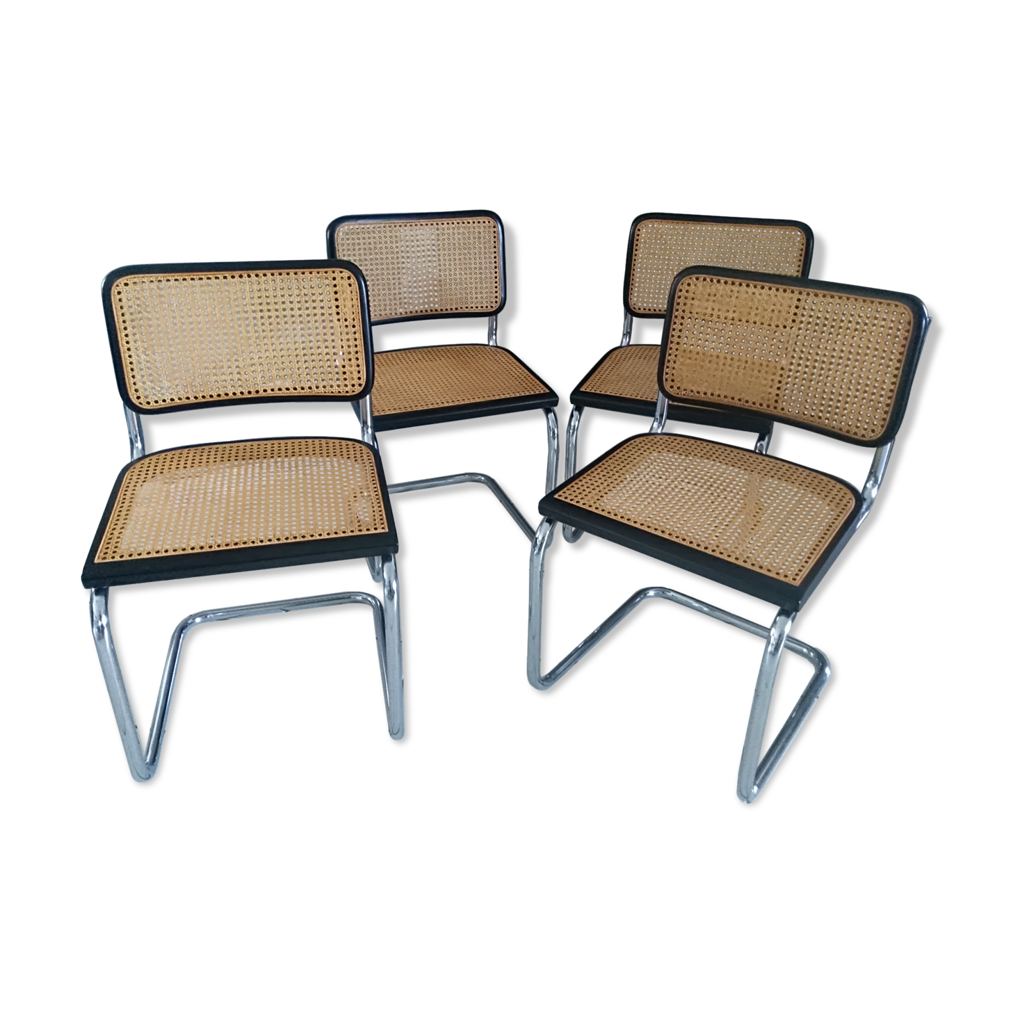 Suite of 4 chairs Cesca B32 by Marcel Breuer vintage 1992