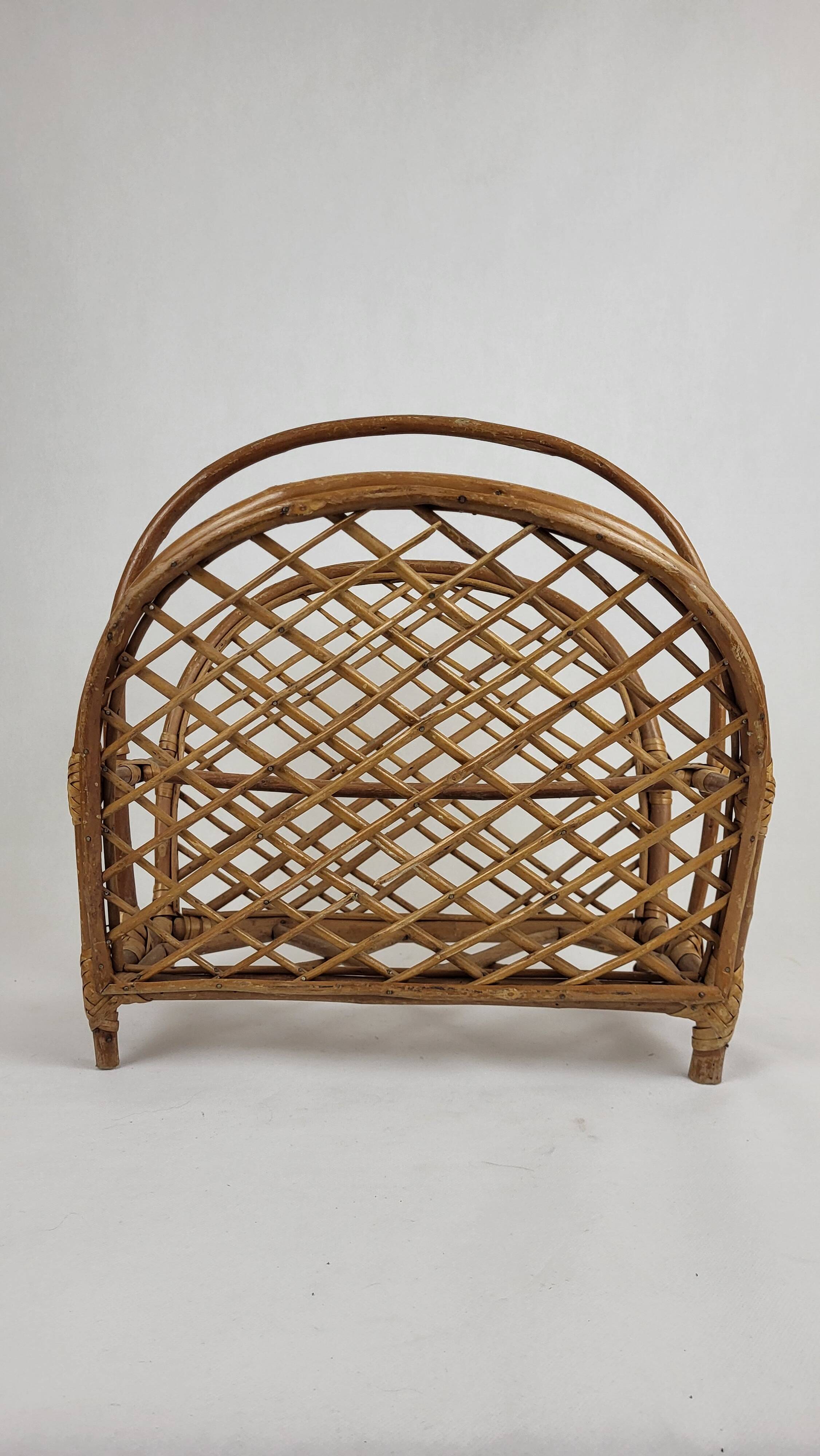 Rattan magazine rack 1960s