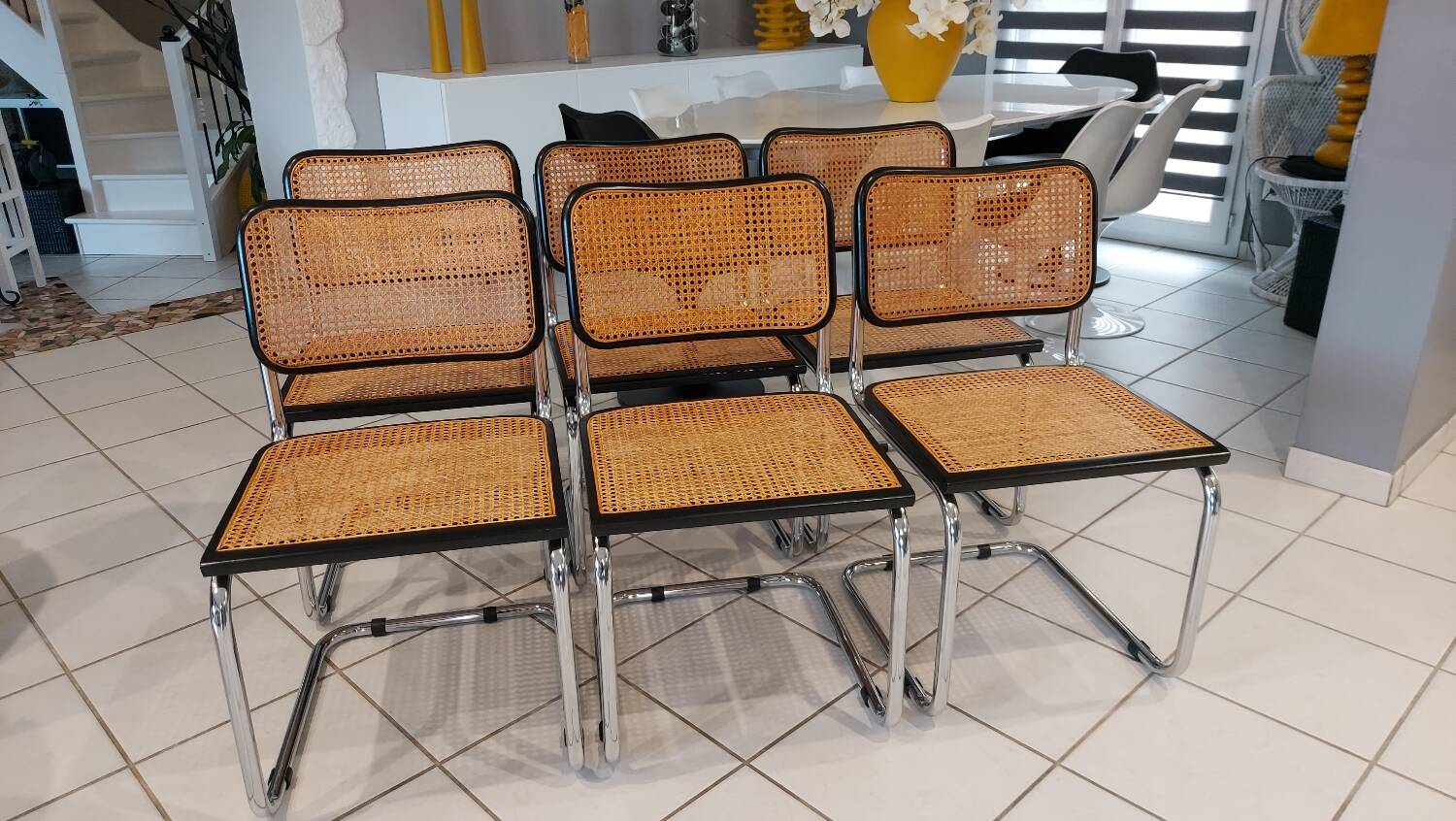 Suite de 6 chaises modèle Cesca B32 par Marcel Breuer vintage 1993