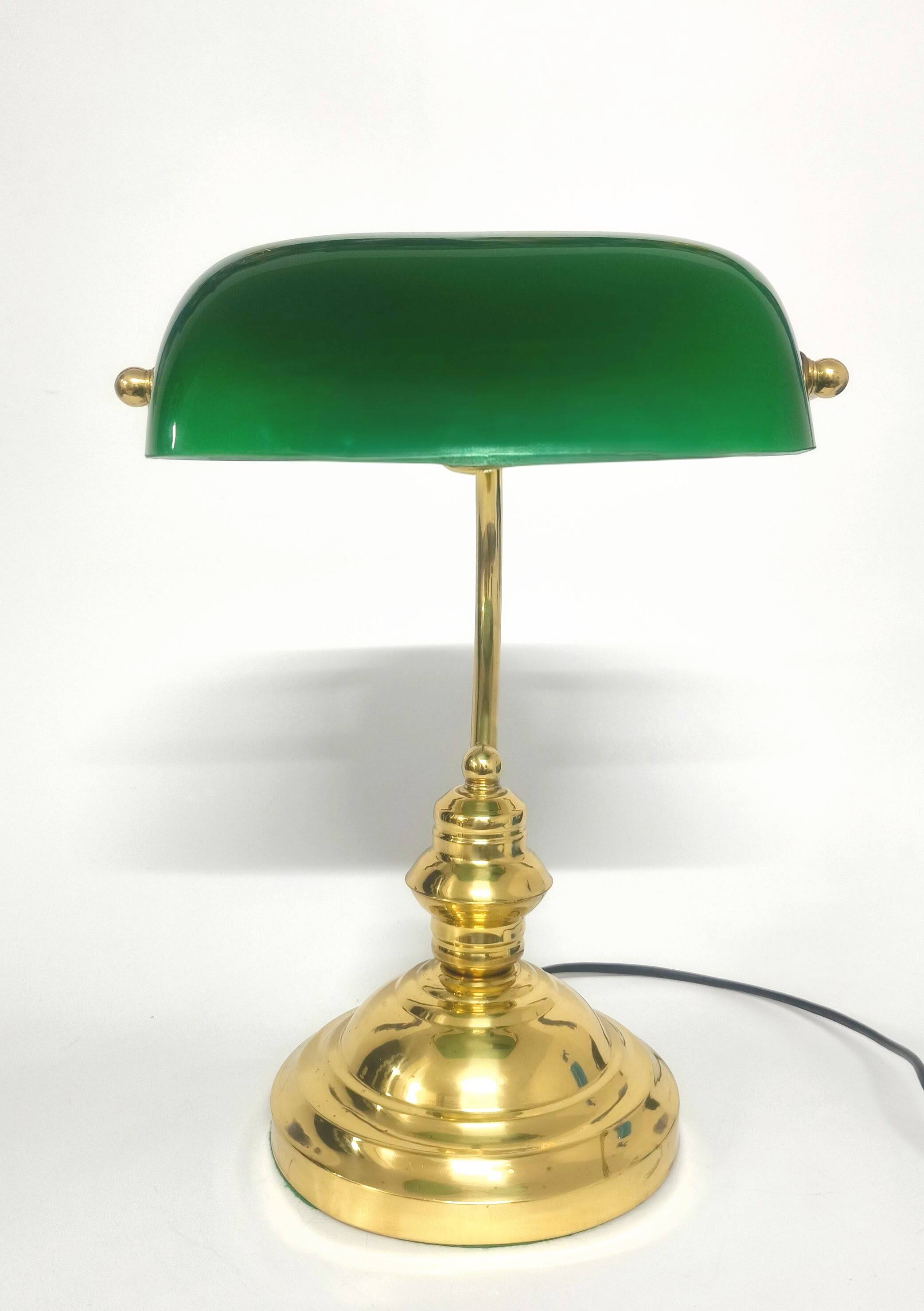 Lampe vintage de banquier en verre opalin vert