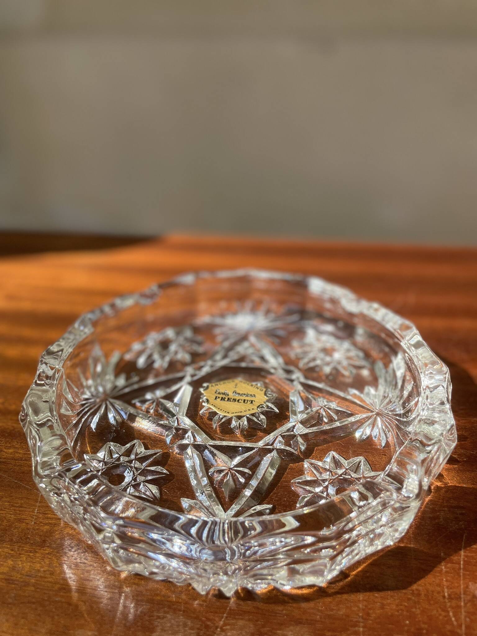 Chiseled glass ashtray