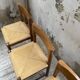 Set of 4 elm straw chairs from the 50s