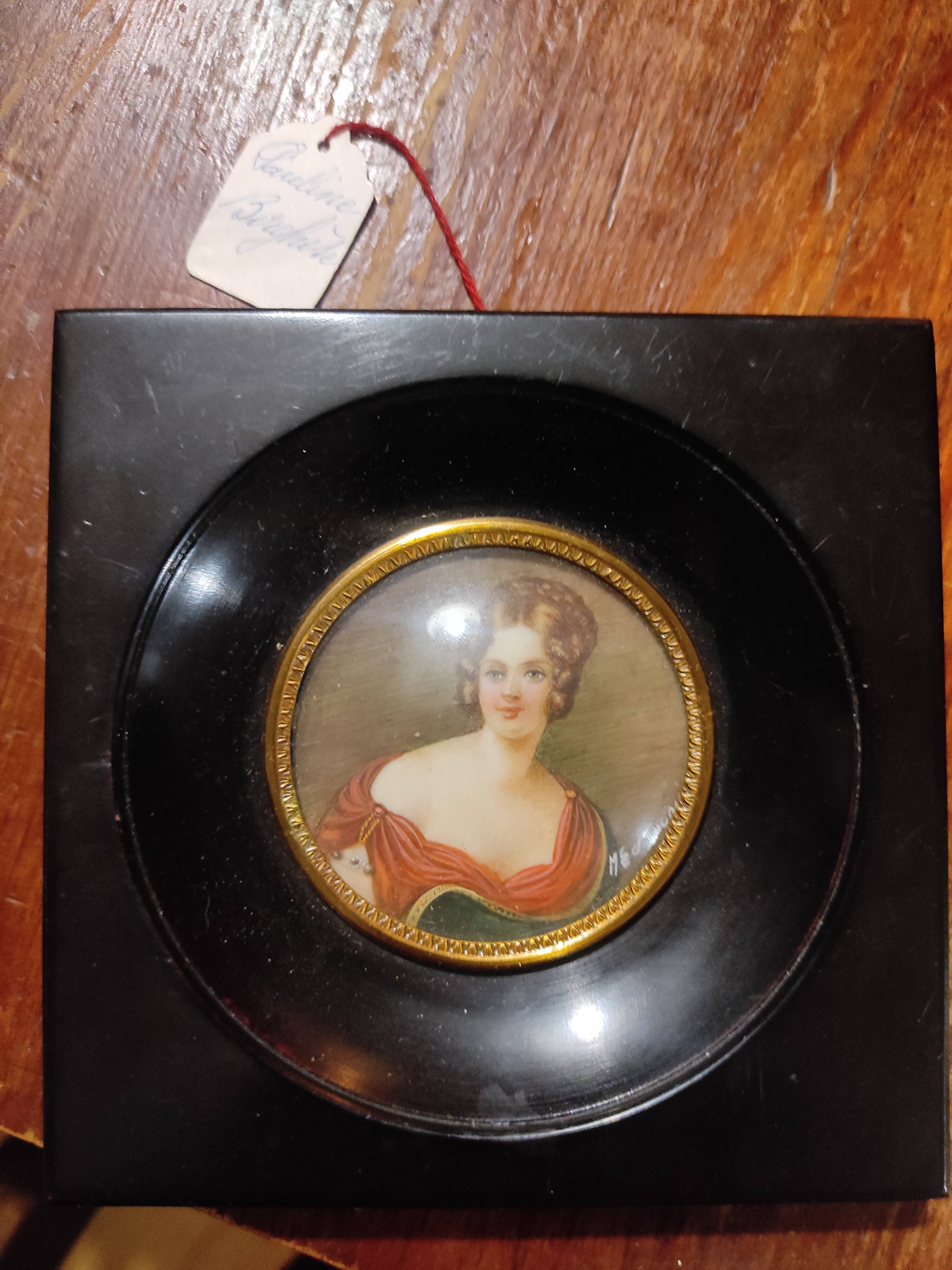 Miniature portrait on hand-painted ivory