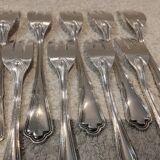 12 silver-plated metal cake forks by Ercuis silversmiths, Contours pattern