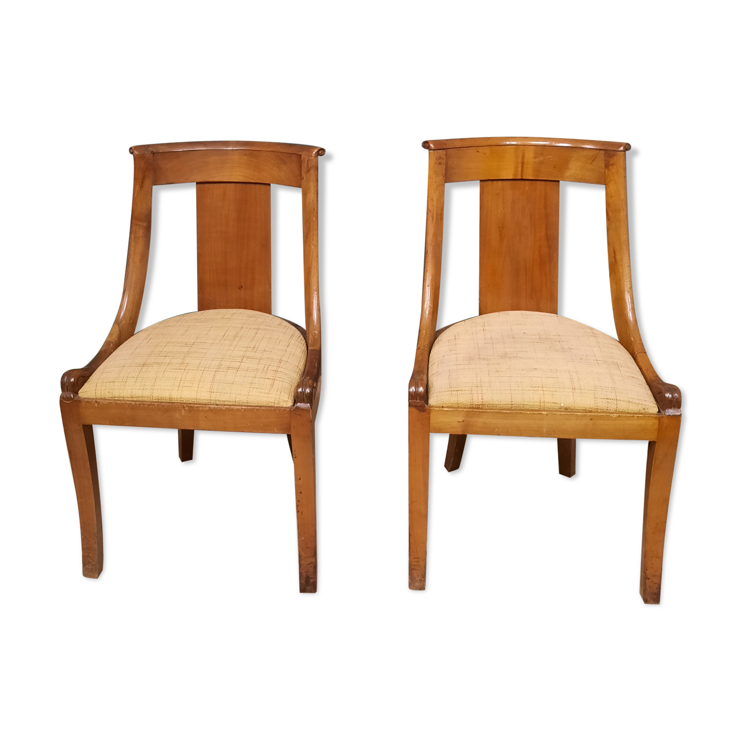 Pair of gondola chairs made of cherry tree