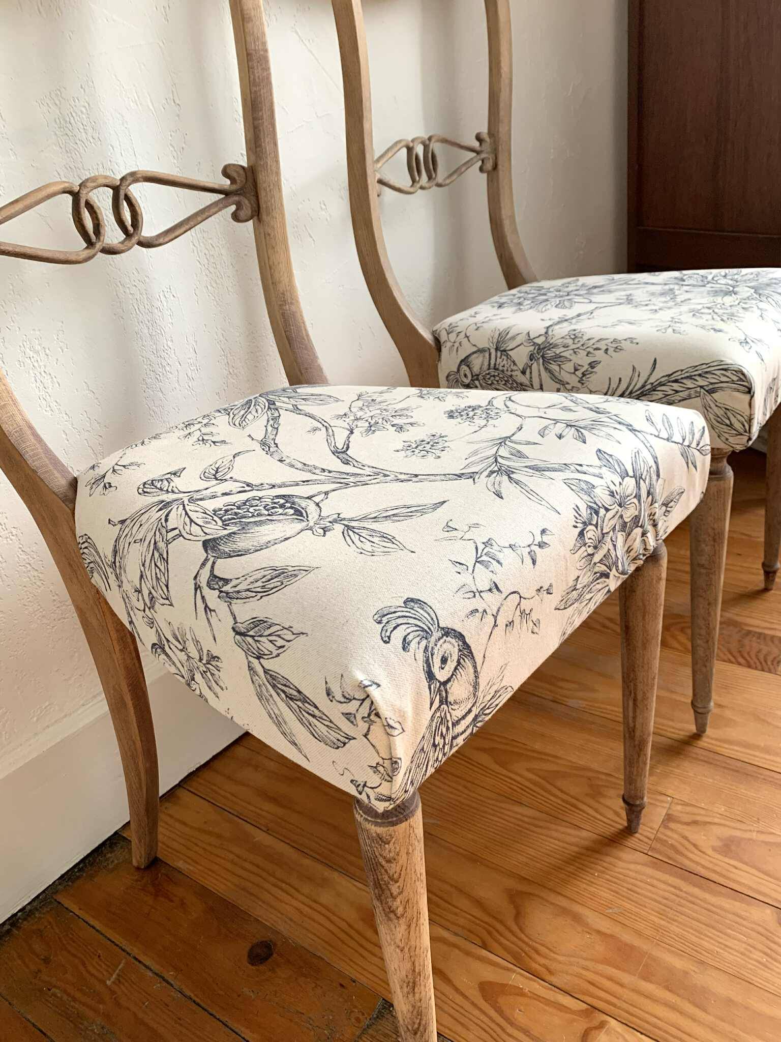 Pair of antique chairs, floral fabric