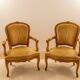 Pair of Louis XV armchairs in golden velvet