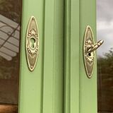 1930s khaki Parisian art deco glass cabinet