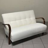 Canapé des années 1940 en bois et tissu bouclé, production italienne