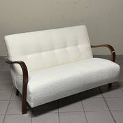 1940s Sofa in Wood and Boucle Fabric, Italian Production