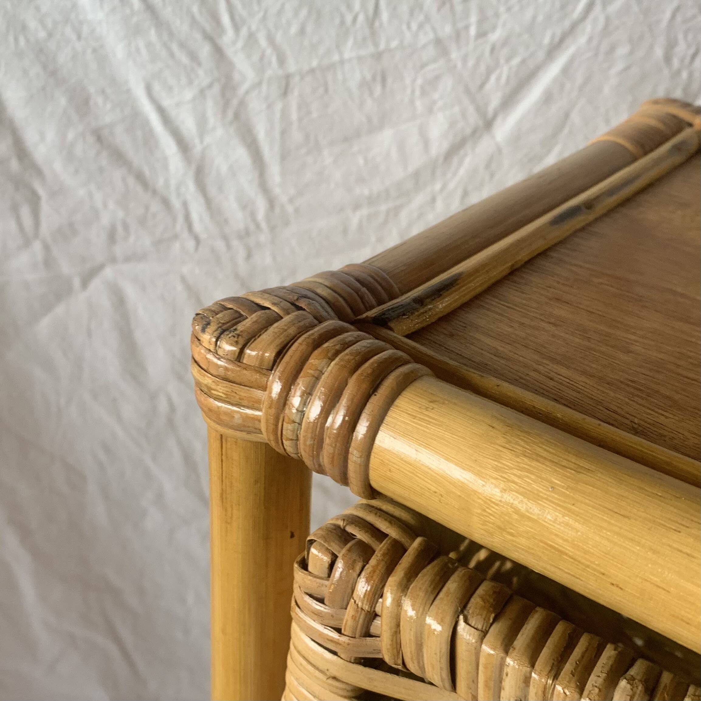 Vintage rattan and bamboo chest of drawers