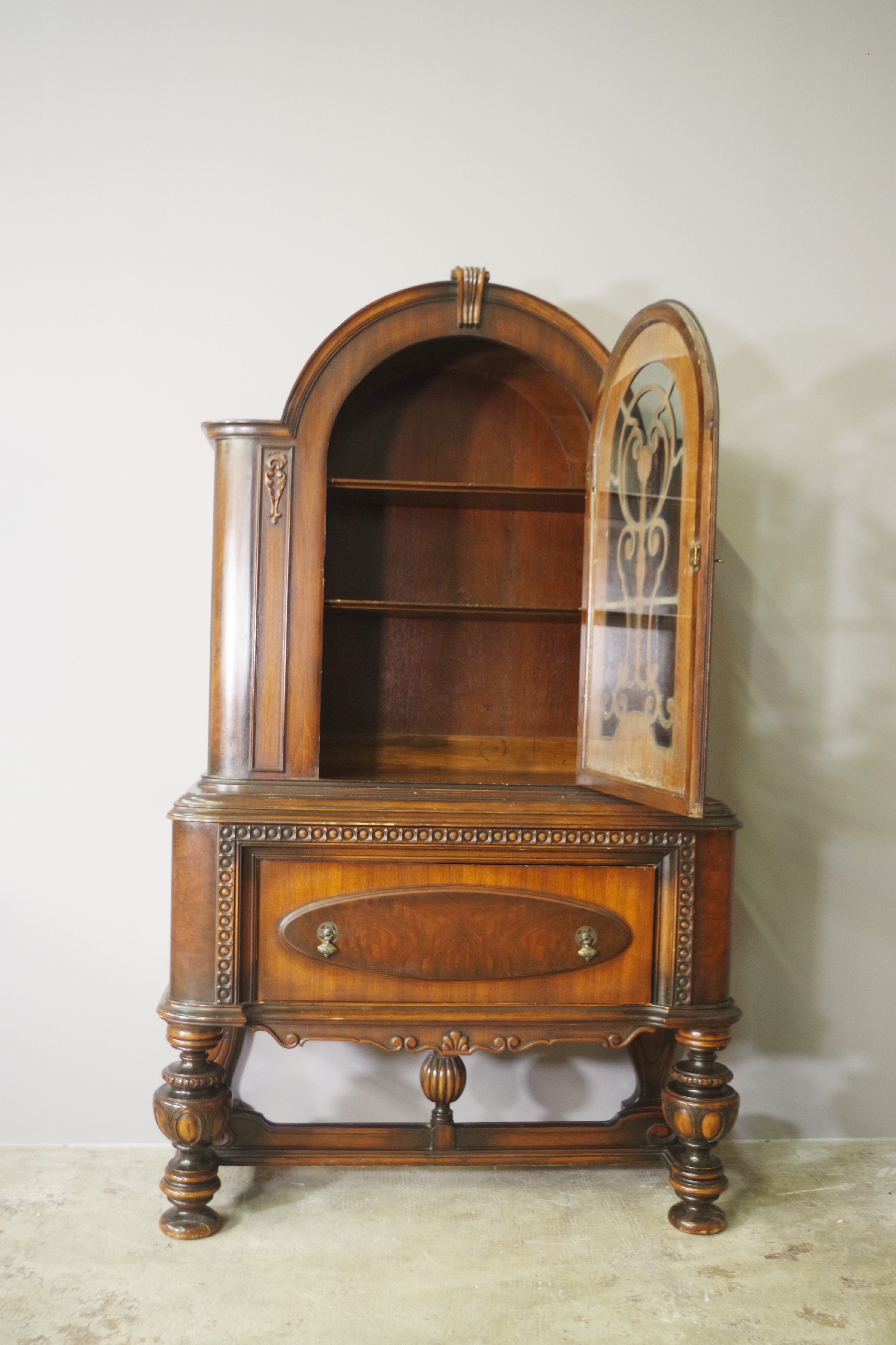40s carved wooden display case