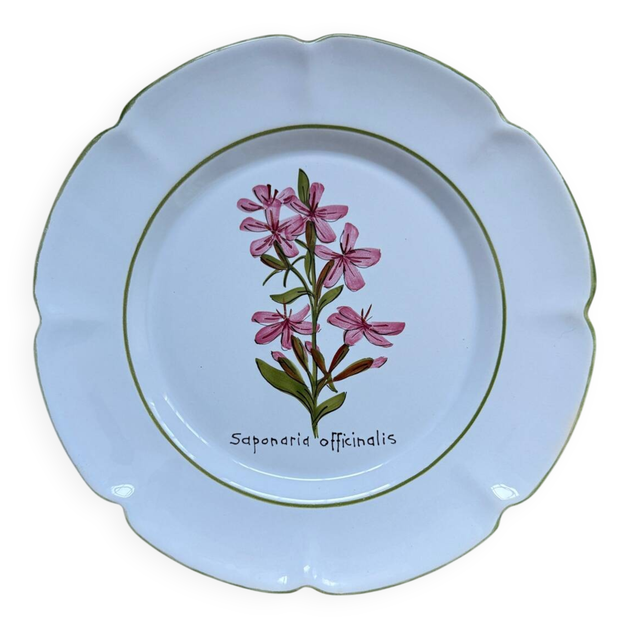 Pair of vintage Charolles plates hand-painted – Botanical decor