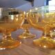 6 orange glass ice cream cups