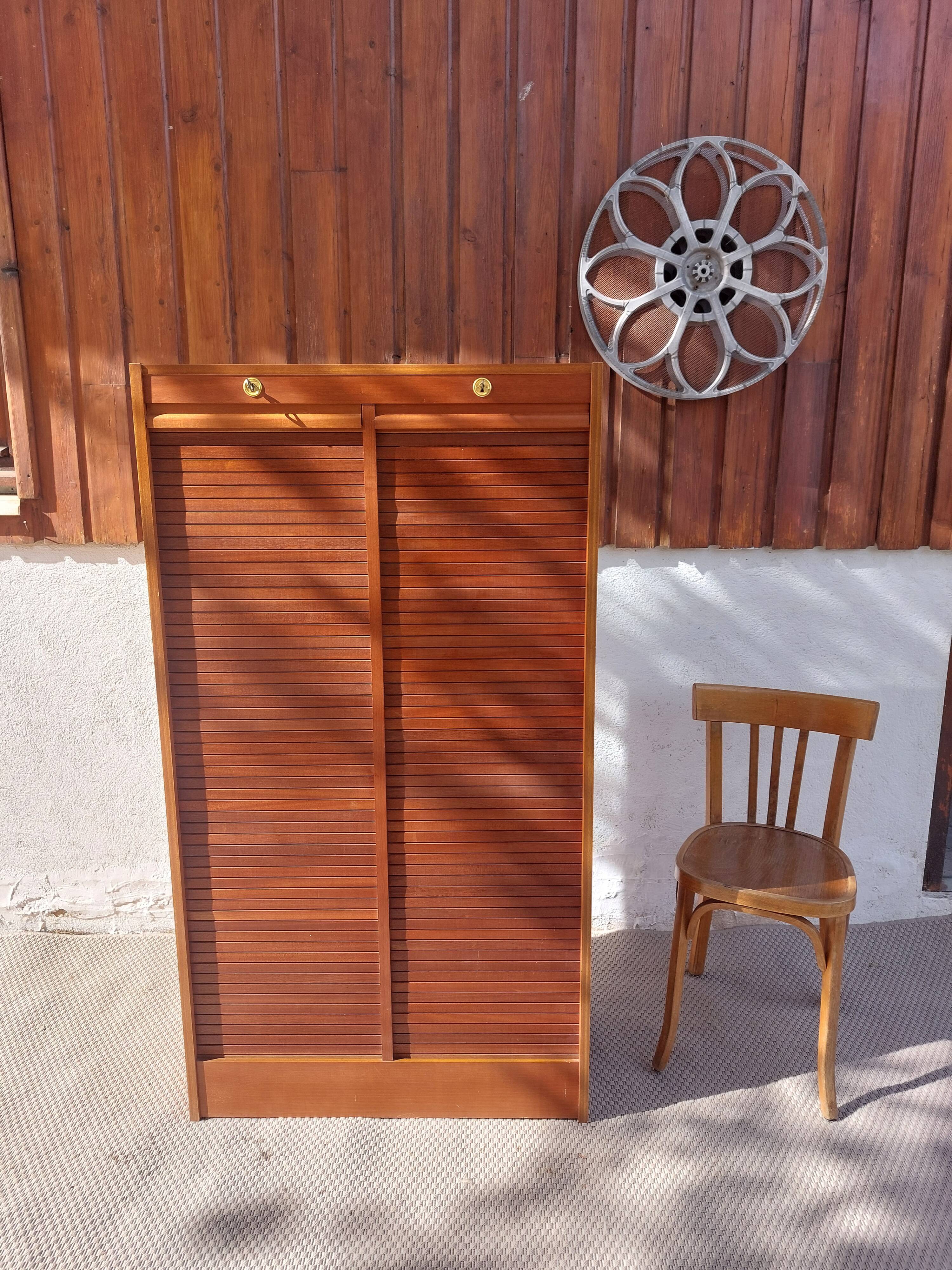 double curtain filing cabinet, vintage