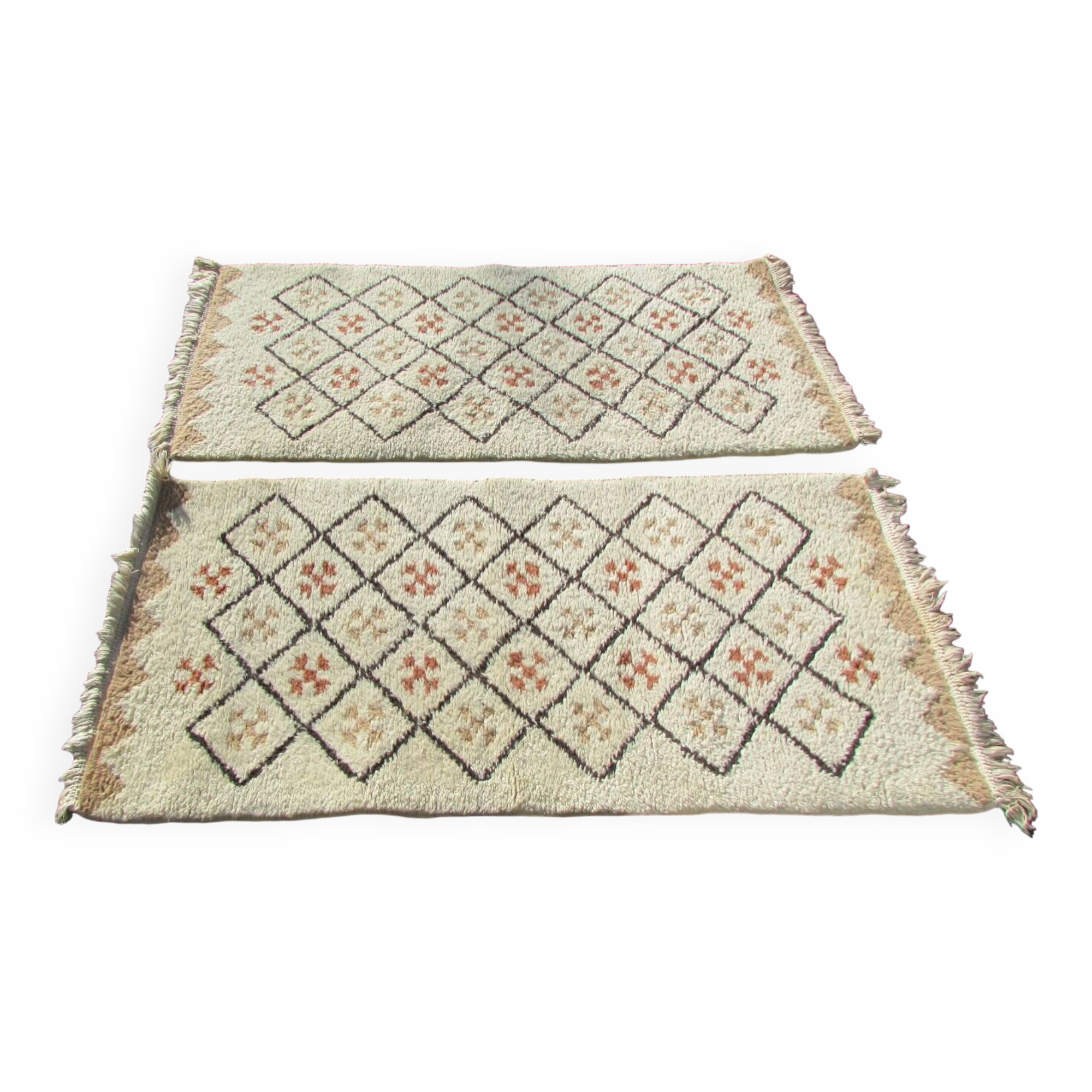 Pair of North African Berber style rugs, beige
