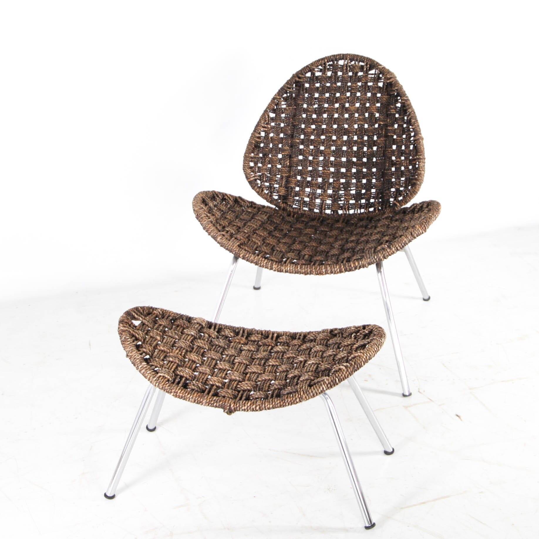 Chaise d’appoint en corde et son ottoman
