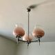 Chandelier 3 fires chrome and corollas of pink glass 1970