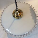 Duo of hanging lamps in opaline